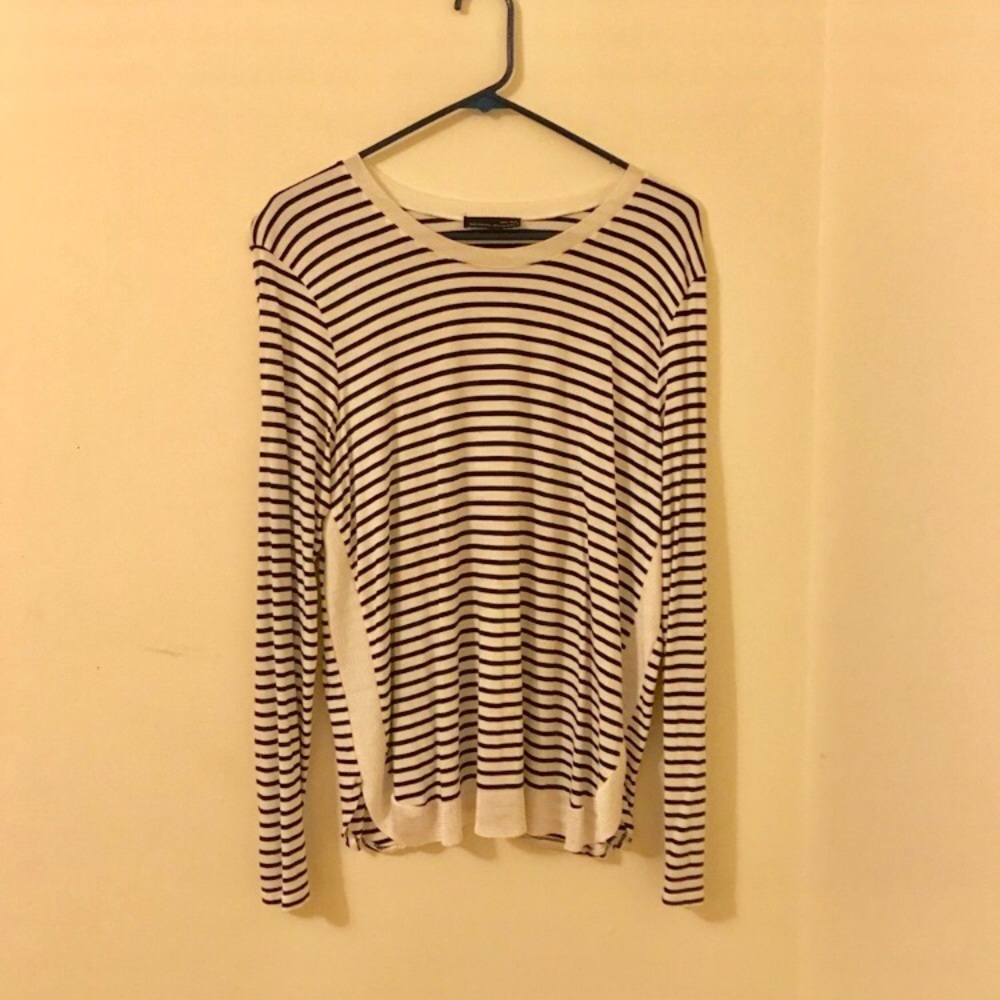 Zara Black and White Striped Top